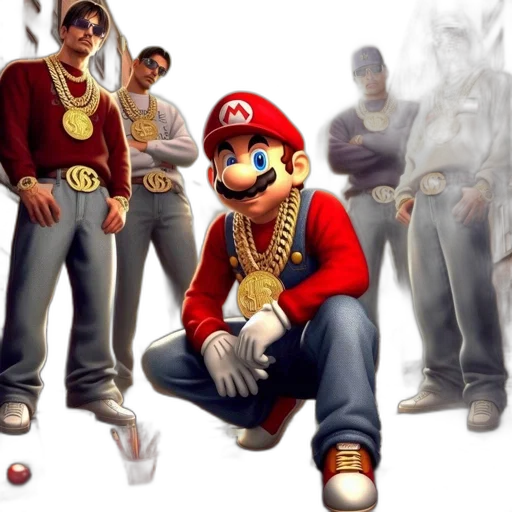 concept art, 3d render, pixel art, mario transparent PNG cut-out