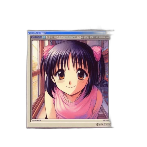 face, anime, vaporwave, photorealistic transparent PNG cut-out