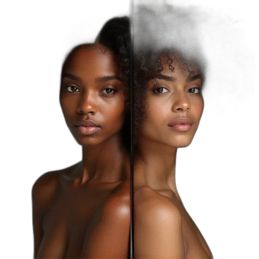 hair, face, crown, photorealistic transparent PNG cut-out