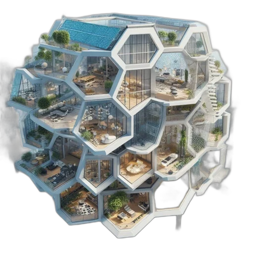 building, 3d render, concept art, innovative transparent PNG cut-out