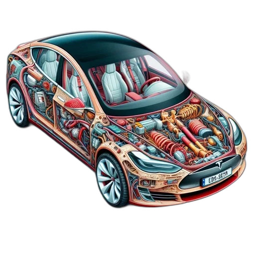 car, concept art, cartoon, 3d render transparent PNG cut-out