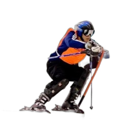 staff, skier, orange, blue transparent PNG cut-out