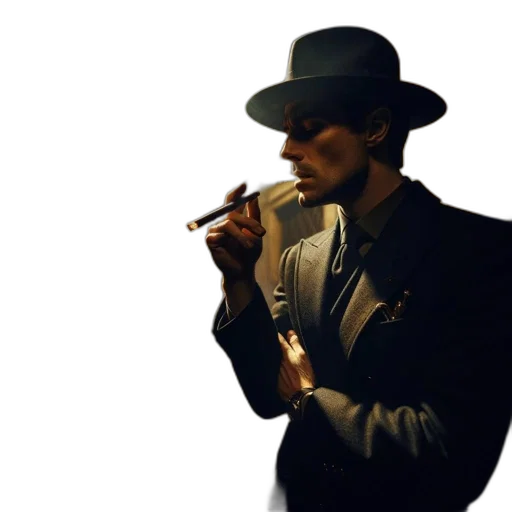 hat, jacket, staff, weapon transparent PNG cut-out