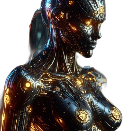 robot, jewelry, dress, face transparent PNG cut-out