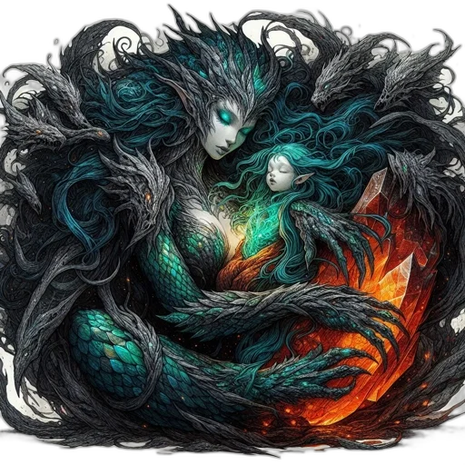 dragon, creature, hair, mask transparent PNG cut-out