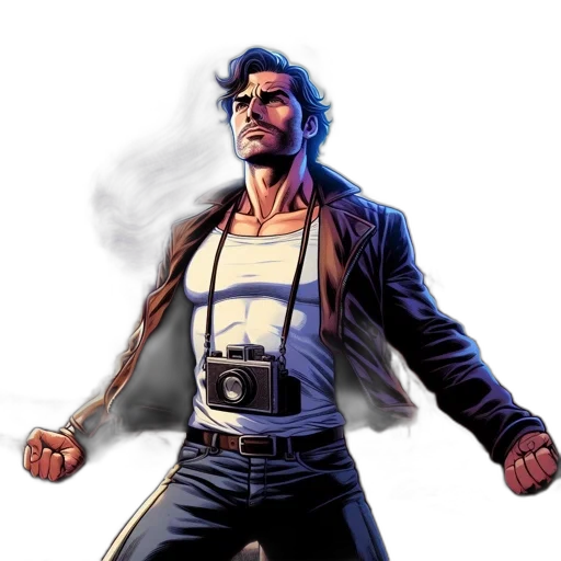 jacket, comic book art, concept art, cyberpunk transparent PNG cut-out