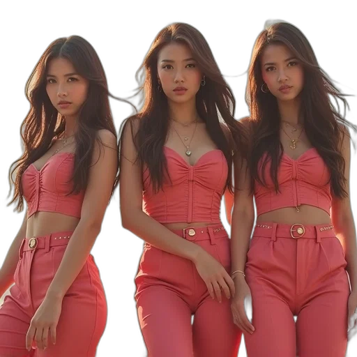 pastel, red, neon, girls transparent PNG cut-out