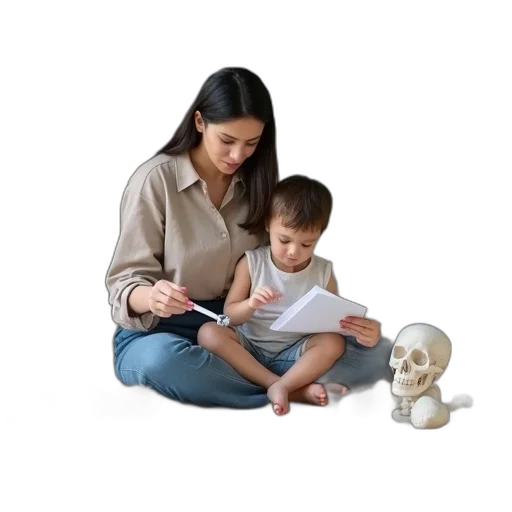 woman, child, sitting, floor transparent PNG cut-out