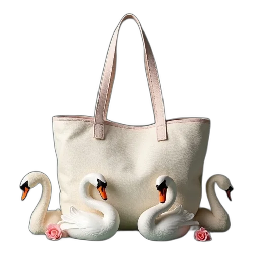 photorealistic, three, swans, tote transparent PNG cut-out
