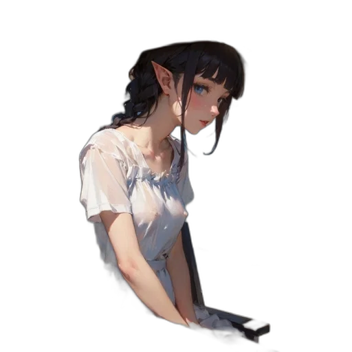 dress, face, creature, staff transparent PNG cut-out