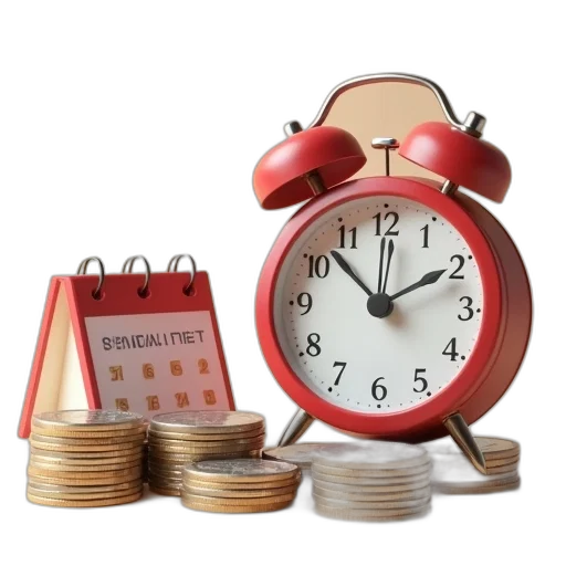 red, alarm, clock, standing transparent PNG cut-out