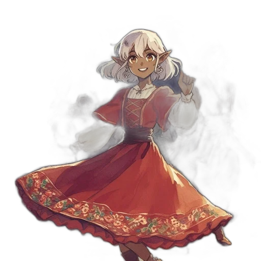 dress, staff, flower, mask transparent PNG cut-out