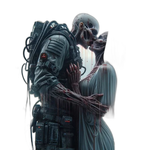 robot, creature, dress, cyberpunk transparent PNG cut-out