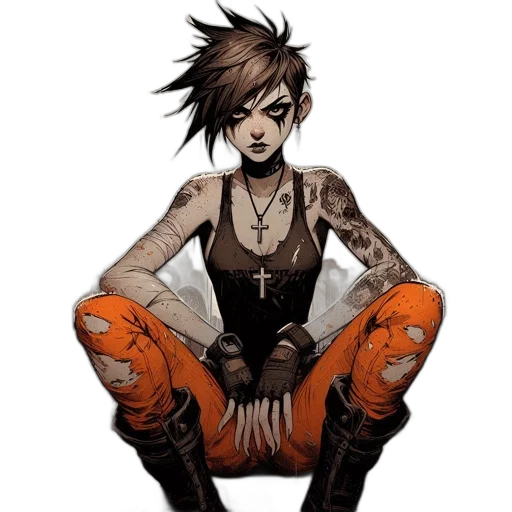 comic book art, cyberpunk, concept art, cartoon transparent PNG cut-out