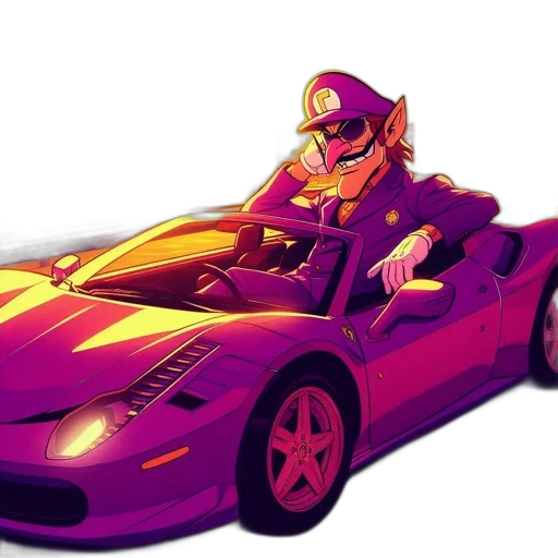car, concept art, vaporwave, cartoon transparent PNG cut-out