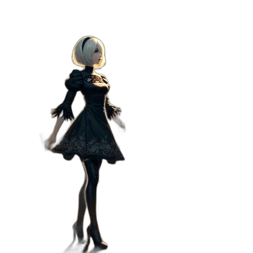dress, robot, staff, creature transparent PNG cut-out