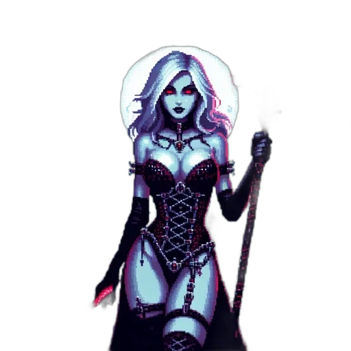 dress, staff, pixel art, comic book art transparent PNG cut-out