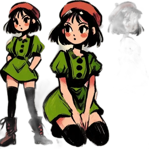 dress, concept art, anime, cartoon transparent PNG cut-out