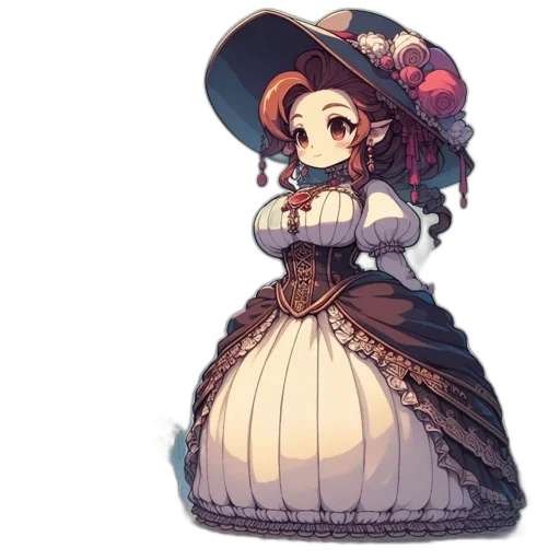 dress, hat, staff, crown transparent PNG cut-out