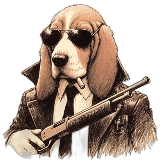 jacket, staff, animal, weapon transparent PNG cut-out