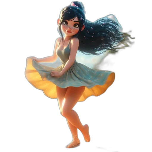dress, hair, concept art, 3d render transparent PNG cut-out