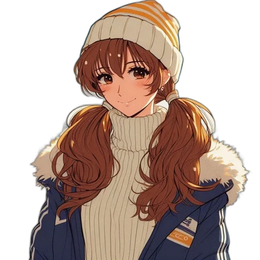 jacket, hat, face, staff transparent PNG cut-out