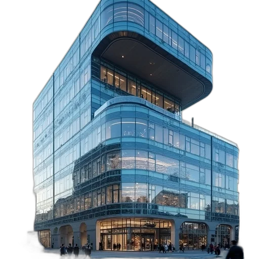 building, 3d render, concept art, city street transparent PNG cut-out