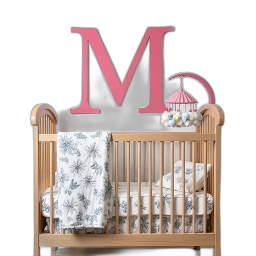 furniture, 3d render, wooden, crib transparent PNG cut-out
