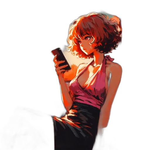 dress, weapon, face, staff transparent PNG cut-out