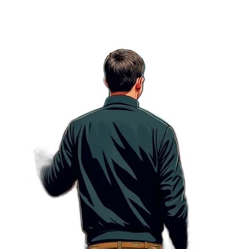 jacket, staff, face, robot transparent PNG cut-out