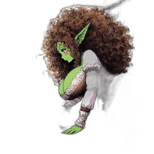 hair, creature, staff, mask transparent PNG cut-out