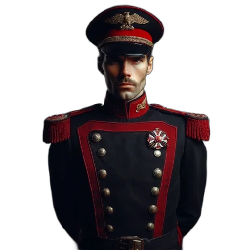 staff, crown, hat, jacket transparent PNG cut-out