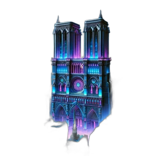 building, 3d render, concept art, vaporwave transparent PNG cut-out
