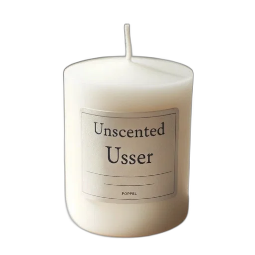 unscented, cream-colored, candle, labeled transparent PNG cut-out