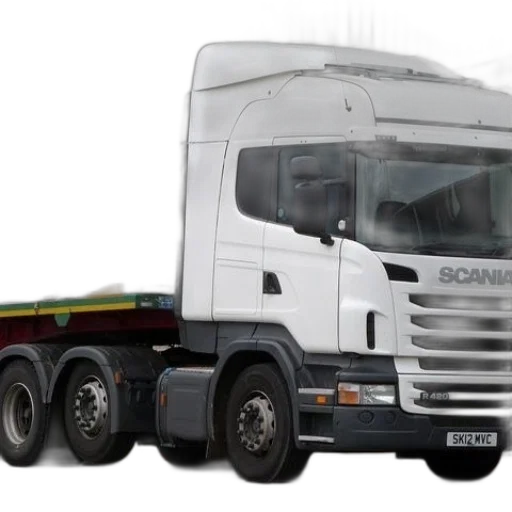 photorealistic, white, scania, truck transparent PNG cut-out