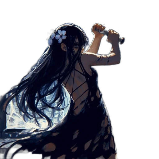 dress, weapon, sword, hair transparent PNG cut-out