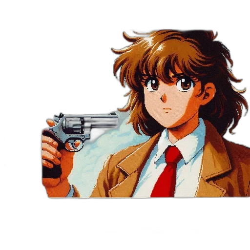 weapon, jacket, staff, robot transparent PNG cut-out