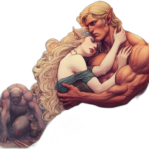 fantasy art, concept art, comic book art, watercolor transparent PNG cut-out