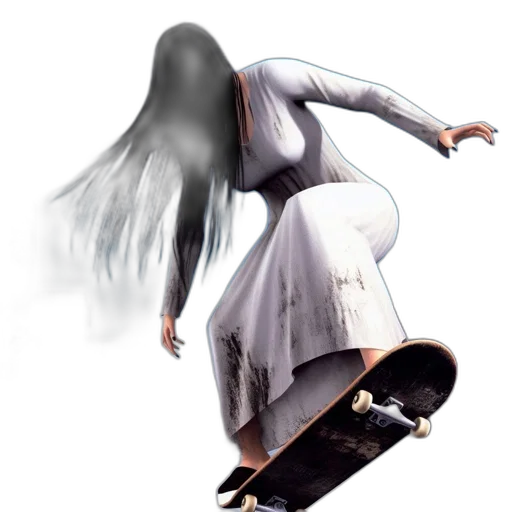 dress, creature, hair, staff transparent PNG cut-out