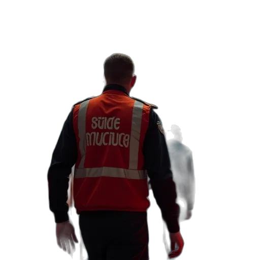 jacket, staff, face, robot transparent PNG cut-out