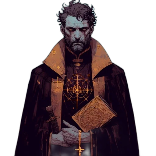 jacket, staff, concept art, comic book art transparent PNG cut-out