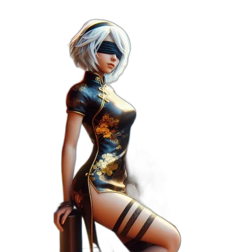 dress, staff, robot, concept art transparent PNG cut-out