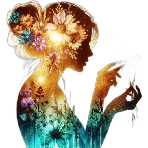 flower, dress, crown, fantasy art transparent PNG cut-out
