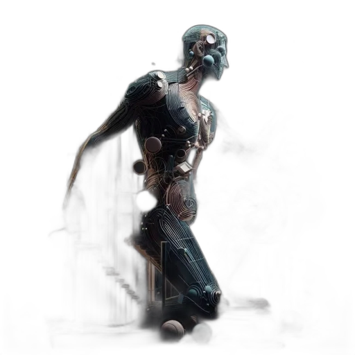 robot, mask, creature, staff transparent PNG cut-out