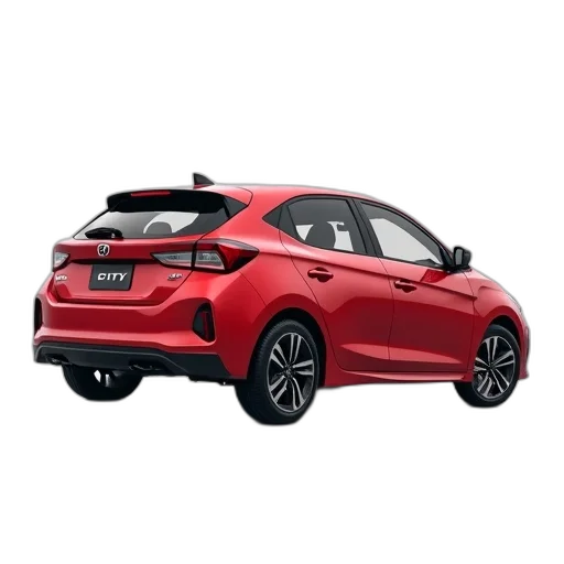 car, 3d render, red, compact transparent PNG cut-out