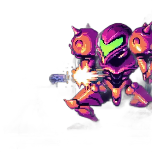 robot, weapon, creature, pixel art transparent PNG cut-out