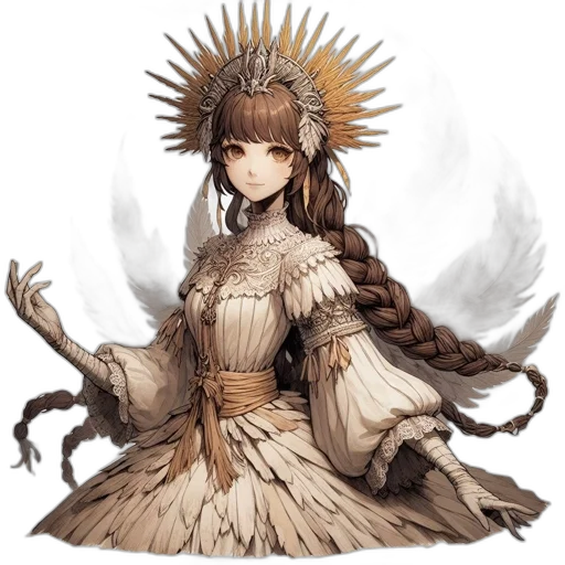 crown, staff, dress, concept art transparent PNG cut-out