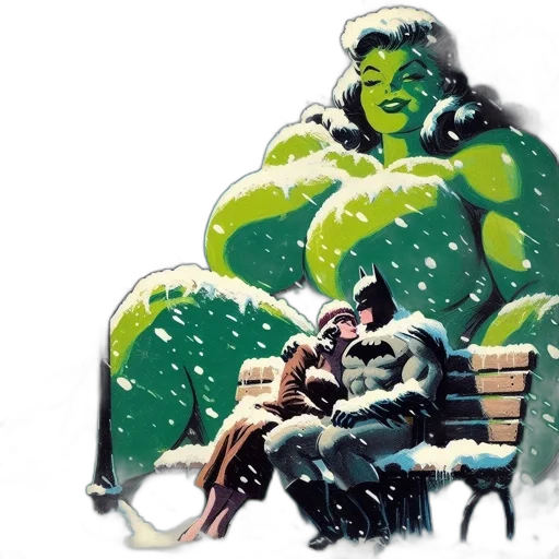 comic book art, concept art, snow, green transparent PNG cut-out