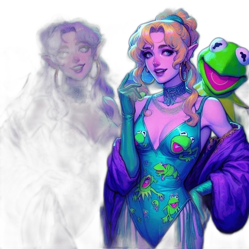 dress, vaporwave, concept art, fantasy art transparent PNG cut-out