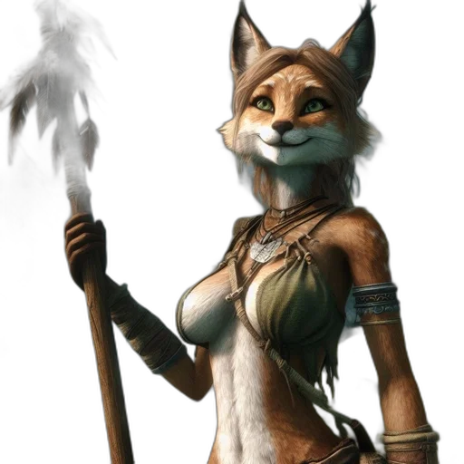 staff, mask, animal, fantasy art transparent PNG cut-out